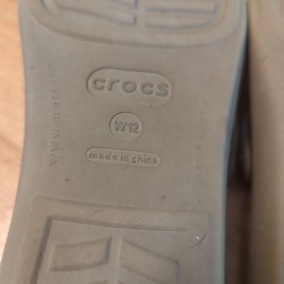 Crocs Patricia Wedge Sandals Womens 12 Tan Slip On Slides Strappy Comfort - Picture 6 of 6